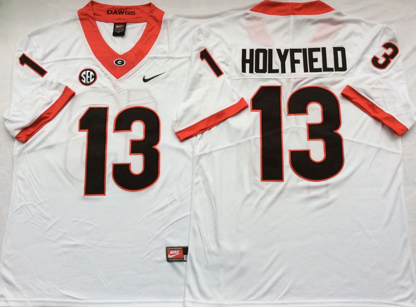 NCAA Men Georgia Bulldogs White 13 HOLYFIELD